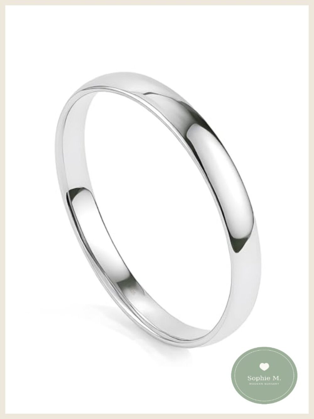 925 Sterling Silver 8mm Polished Flat Bangle Bracelet Minimalist